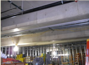 Ceiling Grid Installation Post-Tension Concrete